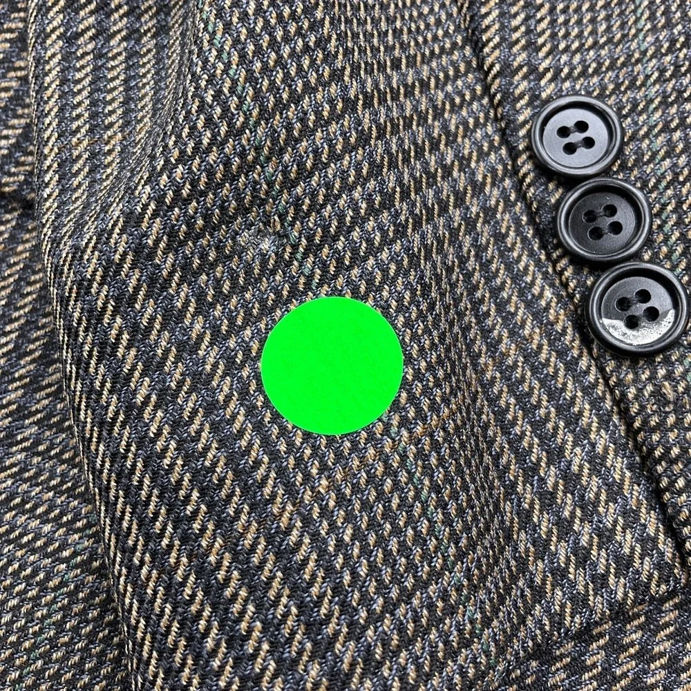 Talbots Blazer Men 44L Black Blue Tan Tweed Houndstooth Plaid Sport Jacket Italy